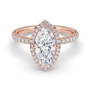 The Orion Ring – Marquise Halo with Pavé Band – The Jewel Concierge