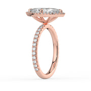 The Orion Ring – Marquise Halo with Pavé Band in 14K White Gold and Rose Gold – The Jewel Concierge