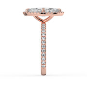The Orion Ring – Marquise Halo with Pavé Band in 18K Rose Gold – The Jewel Concierge