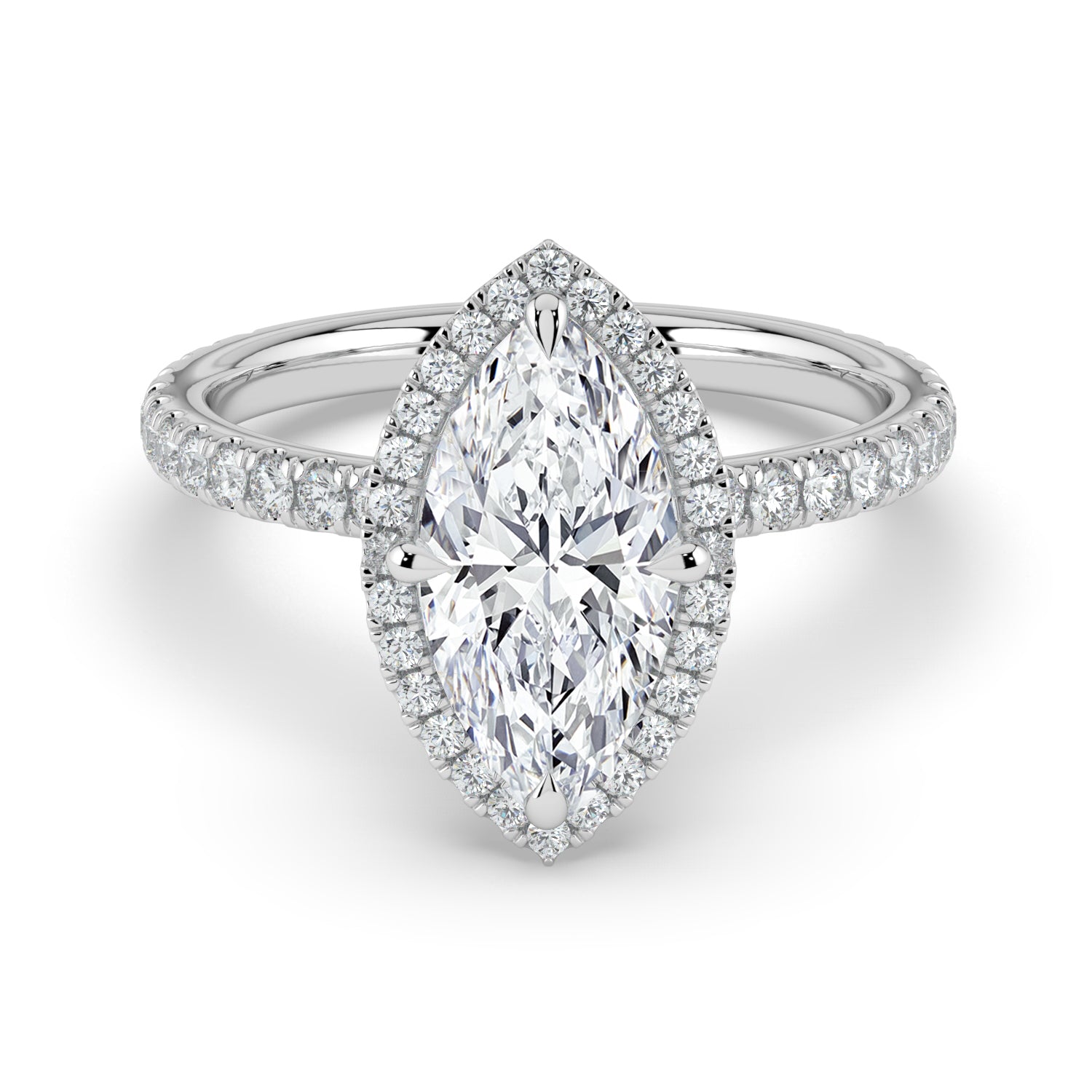 The Orion Ring - Marquise Halo with Pavé Band