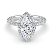 The Orion Ring – Marquise Halo with Pavé Band – The Jewel Concierge