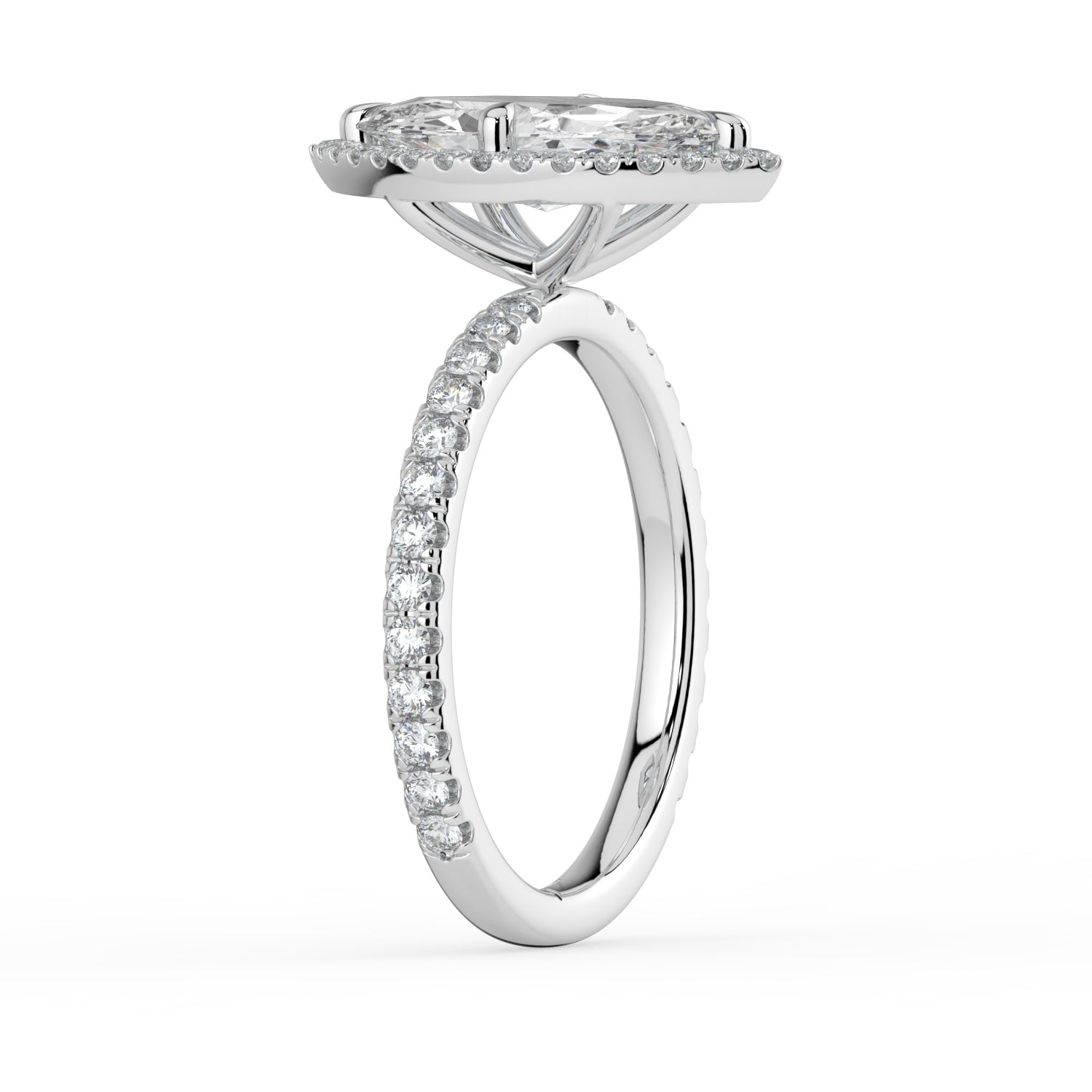 The Orion Ring - Marquise Halo with Pavé Band