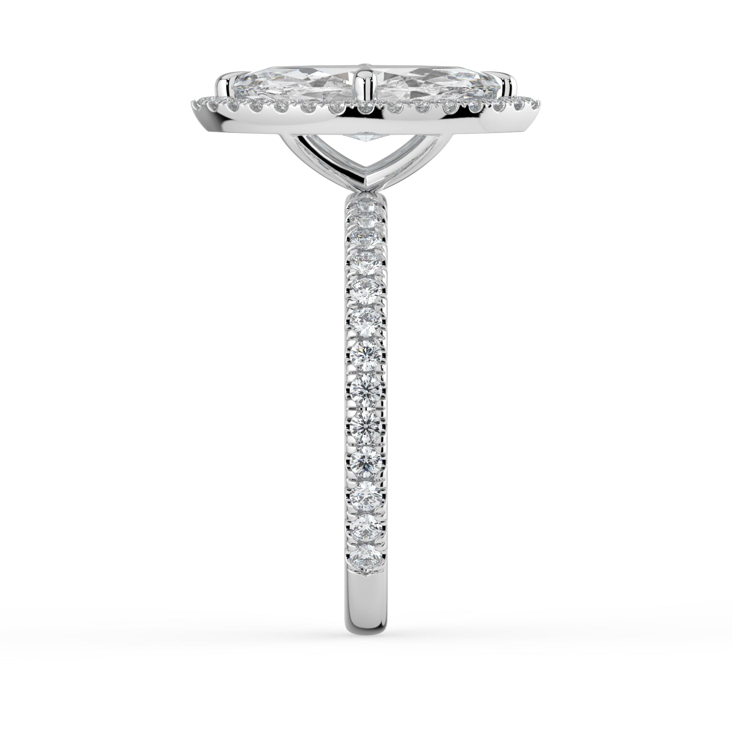 The Orion Ring - Marquise Halo with Pavé Band