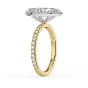 The Orion Ring – Marquise Halo with Pavé Band in 18K White Gold and Yellow Gold – The Jewel Concierge