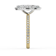 The Orion Ring – Marquise Halo with Pavé Band in Platinum – The Jewel Concierge