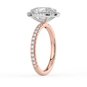 The Orion Ring — Oval Halo with Pavé Band Lab-Grown Diamond Engagement Ring in Two-Tone Rose and White Gold | The Jewel Concierge