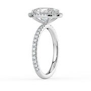 The Orion Ring — Oval Halo with Pavé Band Lab-Grown Diamond Engagement Ring in White Gold | The Jewel Concierge