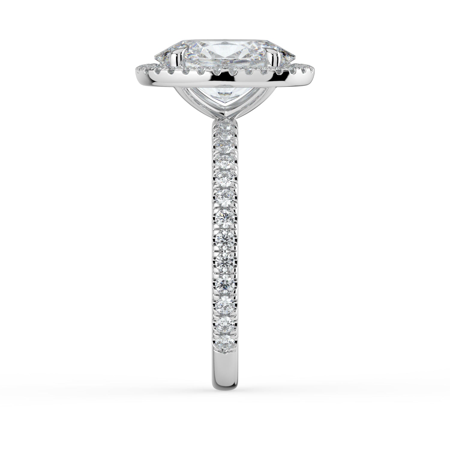 The Orion Ring - Oval Halo with Pavé Band
