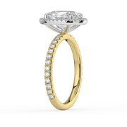 The Orion Ring — Oval Halo with Pavé Band Lab-Grown Diamond Engagement Ring in Two-Tone Yellow and White Gold | The Jewel Concierge