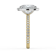 The Orion Ring — Oval Halo with Pavé Band Lab-Grown Diamond Engagement Ring in Two-Tone Yellow and White Gold | The Jewel Concierge