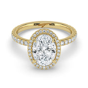 The Orion Ring — Oval Halo with Pavé Band Lab-Grown Diamond Engagement Ring in Yellow Gold | The Jewel Concierge