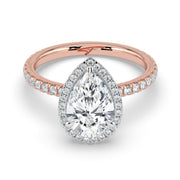 The Orion Ring — Pear Halo with Pavé Band Lab-Grown Diamond Engagement Ring in Two-Tone Rose and White Gold | The Jewel Concierge