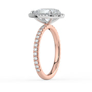 The Orion Ring — Pear Halo with Pavé Band Lab-Grown Diamond Engagement Ring in Two-Tone Rose and White Gold | The Jewel Concierge