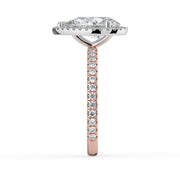 The Orion Ring — Pear Halo with Pavé Band Lab-Grown Diamond Engagement Ring in Two-Tone Rose and White Gold | The Jewel Concierge