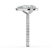 The Orion Ring — Pear Halo with Pavé Band Lab-Grown Diamond Engagement Ring in White Gold | The Jewel Concierge