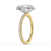 The Orion Ring — Pear Halo with Pavé Band Lab-Grown Diamond Engagement Ring in Two-Tone Yellow and White Gold | The Jewel Concierge