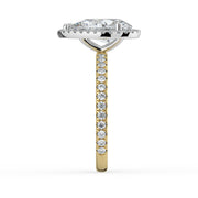 The Orion Ring — Pear Halo with Pavé Band Lab-Grown Diamond Engagement Ring in Two-Tone Yellow and White Gold | The Jewel Concierge