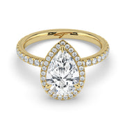 The Orion Ring — Pear Halo with Pavé Band Lab-Grown Diamond Engagement Ring in Yellow Gold | The Jewel Concierge
