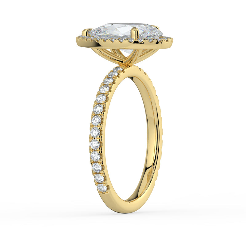 The Orion Ring - Pear Halo with Pavé Band