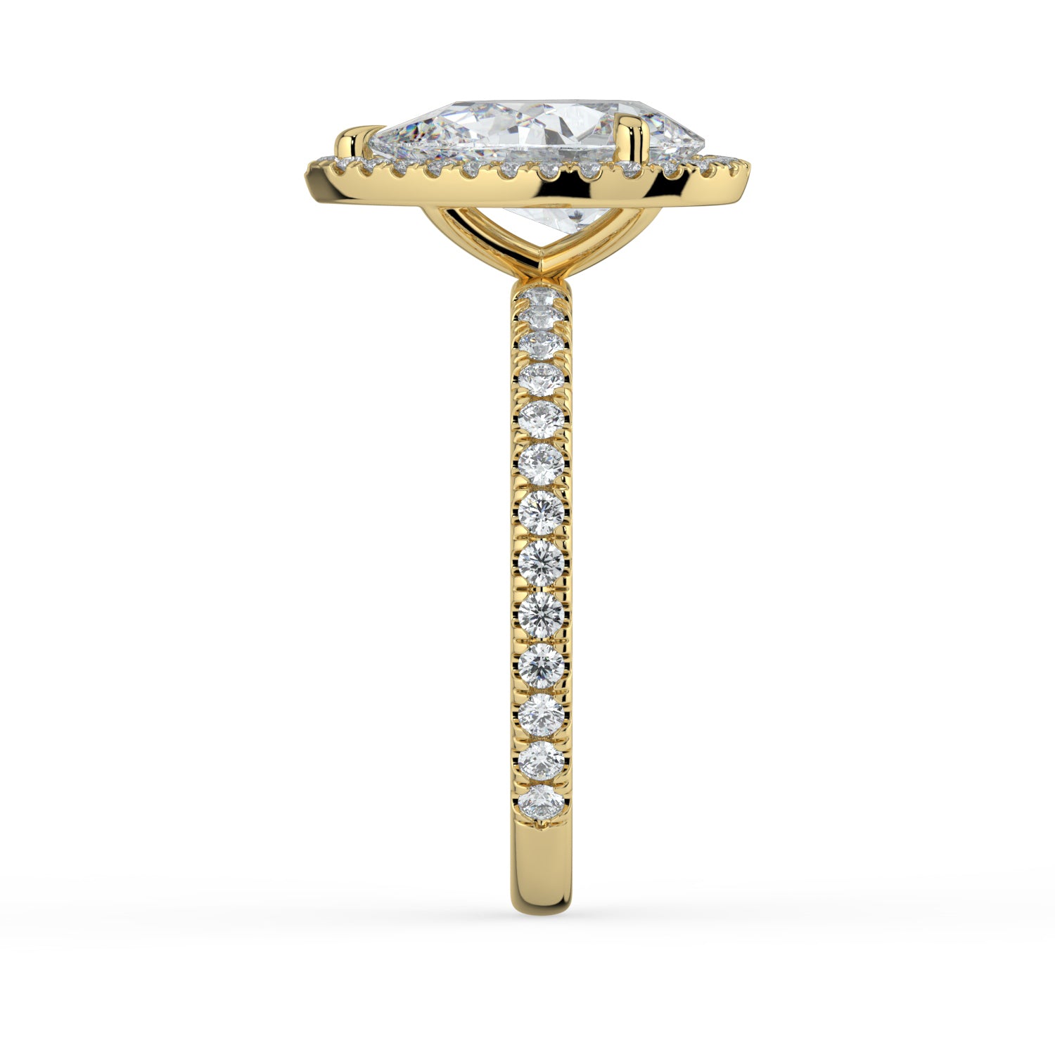 The Orion Ring - Pear Halo with Pavé Band