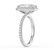 The Orion Ring – Radiant Halo with Pavé Band in 14K White Gold and Yellow Gold – The Jewel Concierge