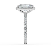 The Orion Ring – Radiant Halo with Pavé Band in 18K Yellow Gold – The Jewel Concierge