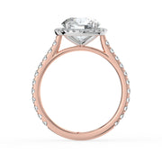 The Orion Ring — Round Cathedral Halo with Pavé Band Lab-Grown Diamond Engagement Ring in Two-Tone Rose and White Gold | The Jewel Concierge