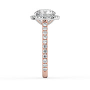 The Orion Ring — Round Cathedral Halo with Pavé Band Lab-Grown Diamond Engagement Ring in Two-Tone Rose and White Gold | The Jewel Concierge