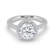 The Orion Ring — Round Cathedral Halo with Pavé Band Lab-Grown Diamond Engagement Ring in White Gold | The Jewel Concierge