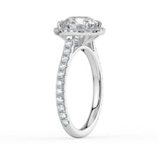 The Orion Ring — Round Cathedral Halo with Pavé Band Lab-Grown Diamond Engagement Ring in White Gold | The Jewel Concierge