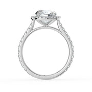 The Orion Ring — Round Cathedral Halo with Pavé Band Lab-Grown Diamond Engagement Ring in White Gold | The Jewel Concierge