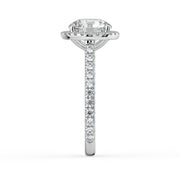 The Orion Ring — Round Cathedral Halo with Pavé Band Lab-Grown Diamond Engagement Ring in White Gold | The Jewel Concierge