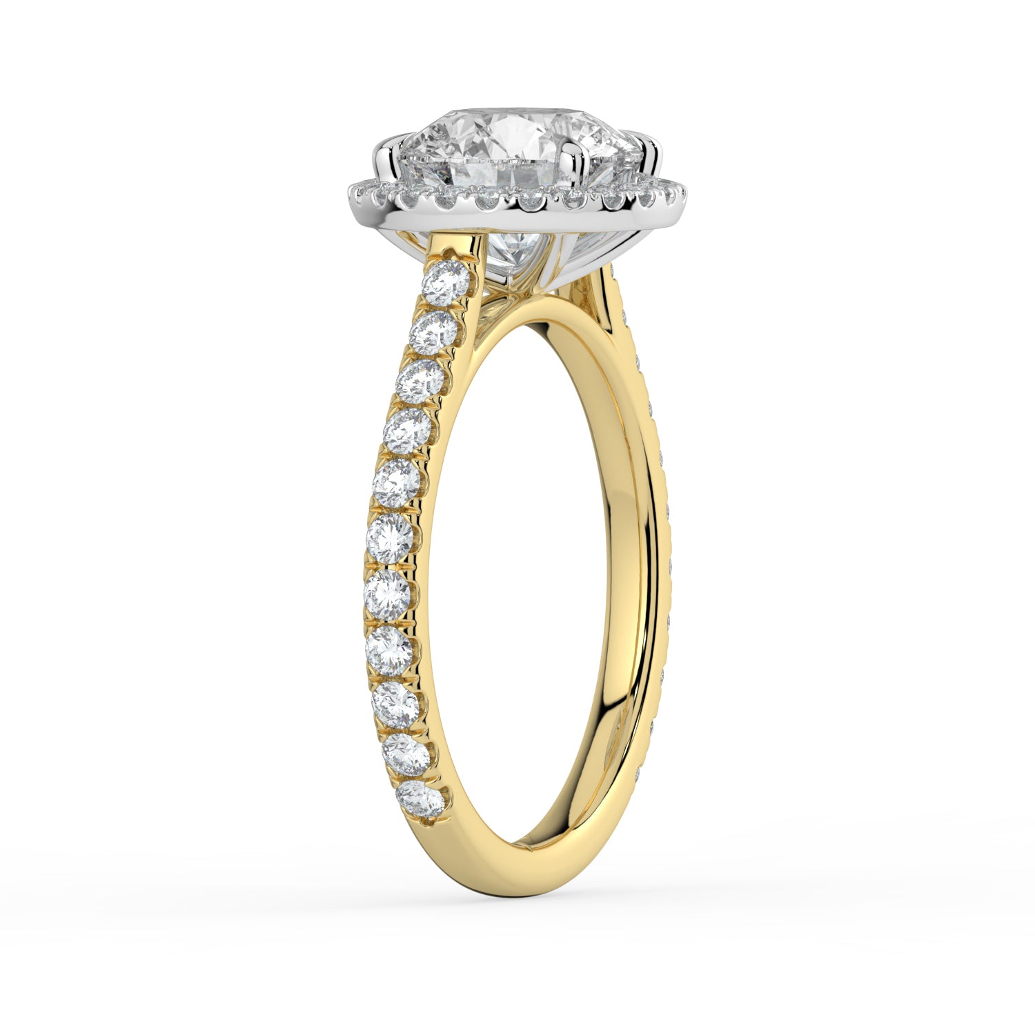 The Orion Ring - Round Cathedral Halo with Pavé Band