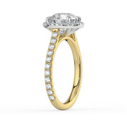 The Orion Ring — Round Cathedral Halo with Pavé Band Lab-Grown Diamond Engagement Ring in Two-Tone Yellow and White Gold | The Jewel Concierge