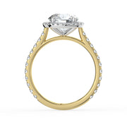 The Orion Ring — Round Cathedral Halo with Pavé Band Lab-Grown Diamond Engagement Ring in Two-Tone Yellow and White Gold | The Jewel Concierge