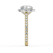 The Orion Ring — Round Cathedral Halo with Pavé Band Lab-Grown Diamond Engagement Ring in Two-Tone Yellow and White Gold | The Jewel Concierge