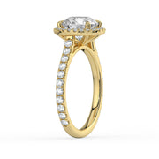 The Orion Ring — Round Cathedral Halo with Pavé Band Lab-Grown Diamond Engagement Ring in Yellow Gold | The Jewel Concierge