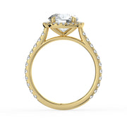 The Orion Ring — Round Cathedral Halo with Pavé Band Lab-Grown Diamond Engagement Ring in Yellow Gold | The Jewel Concierge
