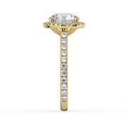 The Orion Ring — Round Cathedral Halo with Pavé Band Lab-Grown Diamond Engagement Ring in Yellow Gold | The Jewel Concierge