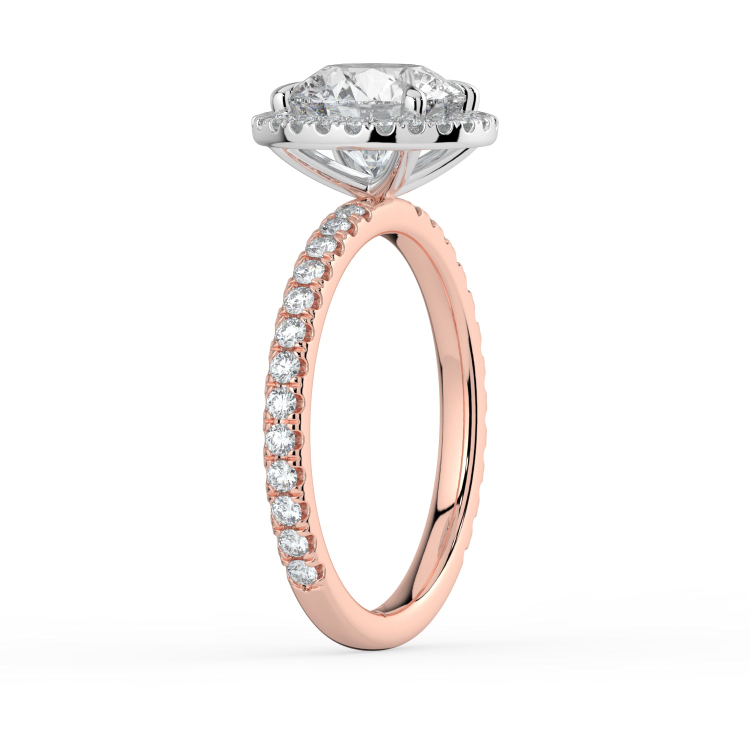 The Orion Ring - Round Halo with Pavé Band