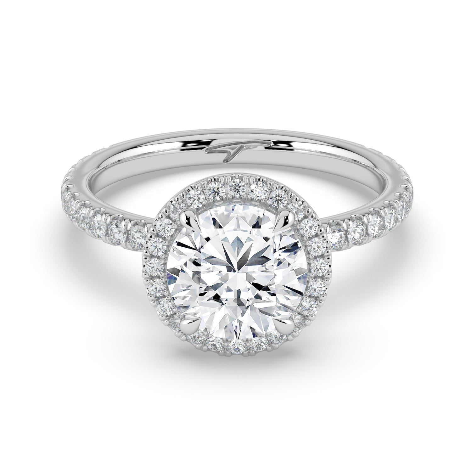 The Orion Ring - Round Halo with Pavé Band