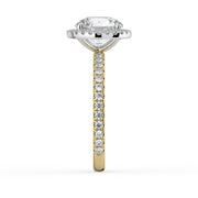 The Orion Ring – Round Halo with Pavé Band in Platinum – The Jewel Concierge