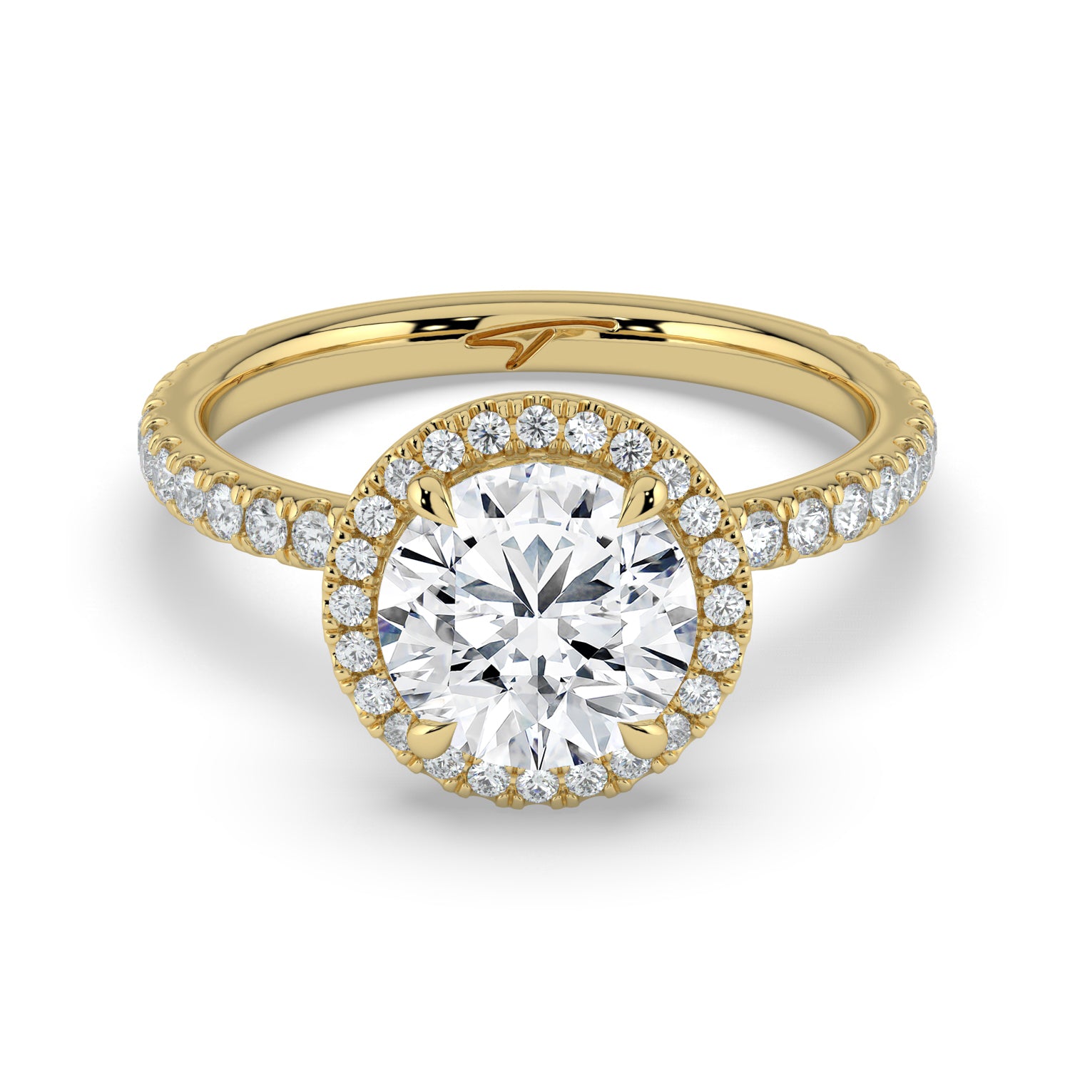 The Orion Ring - Round Halo with Pavé Band