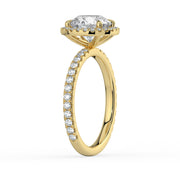 The Orion Ring – Round Halo with Pavé Band in 14K Rose Gold – The Jewel Concierge