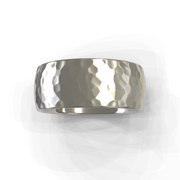 The Luca Ring — Hammered Men's Wedding Band in White Gold | The Jewel Concierge