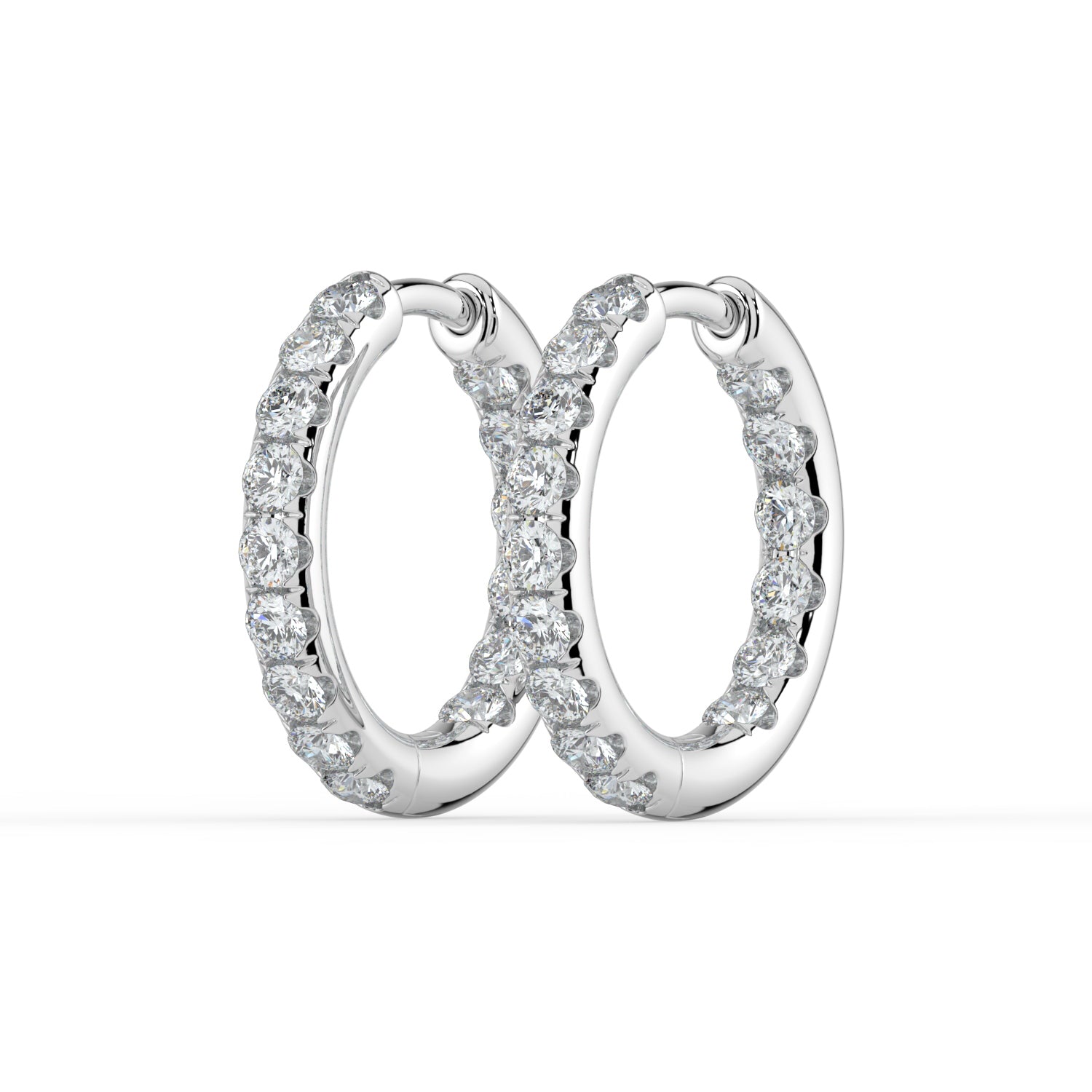 The Mila Earrings - Round Inside Out Pavé Huggies