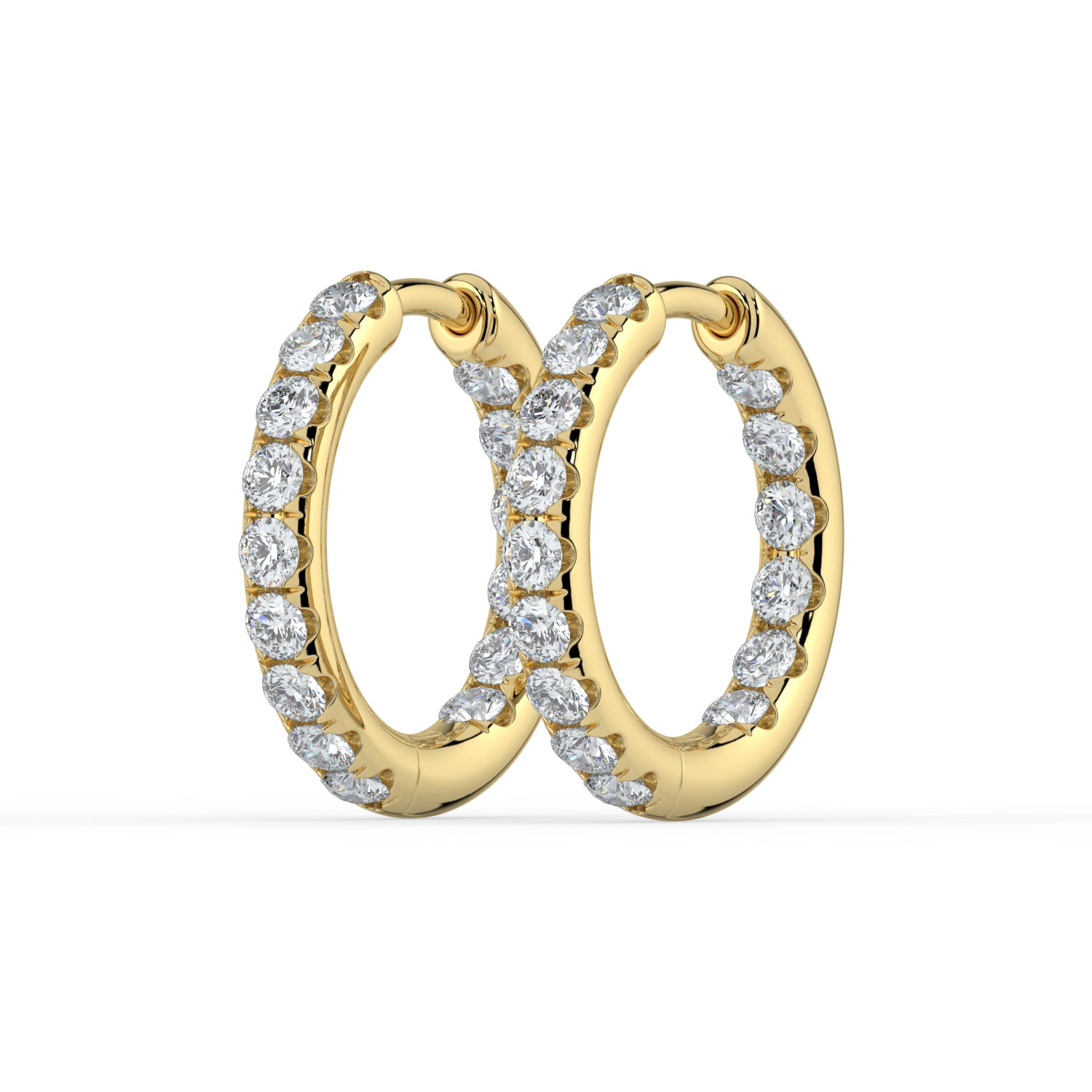 The Mila Earrings - Round Inside Out Pavé Huggies