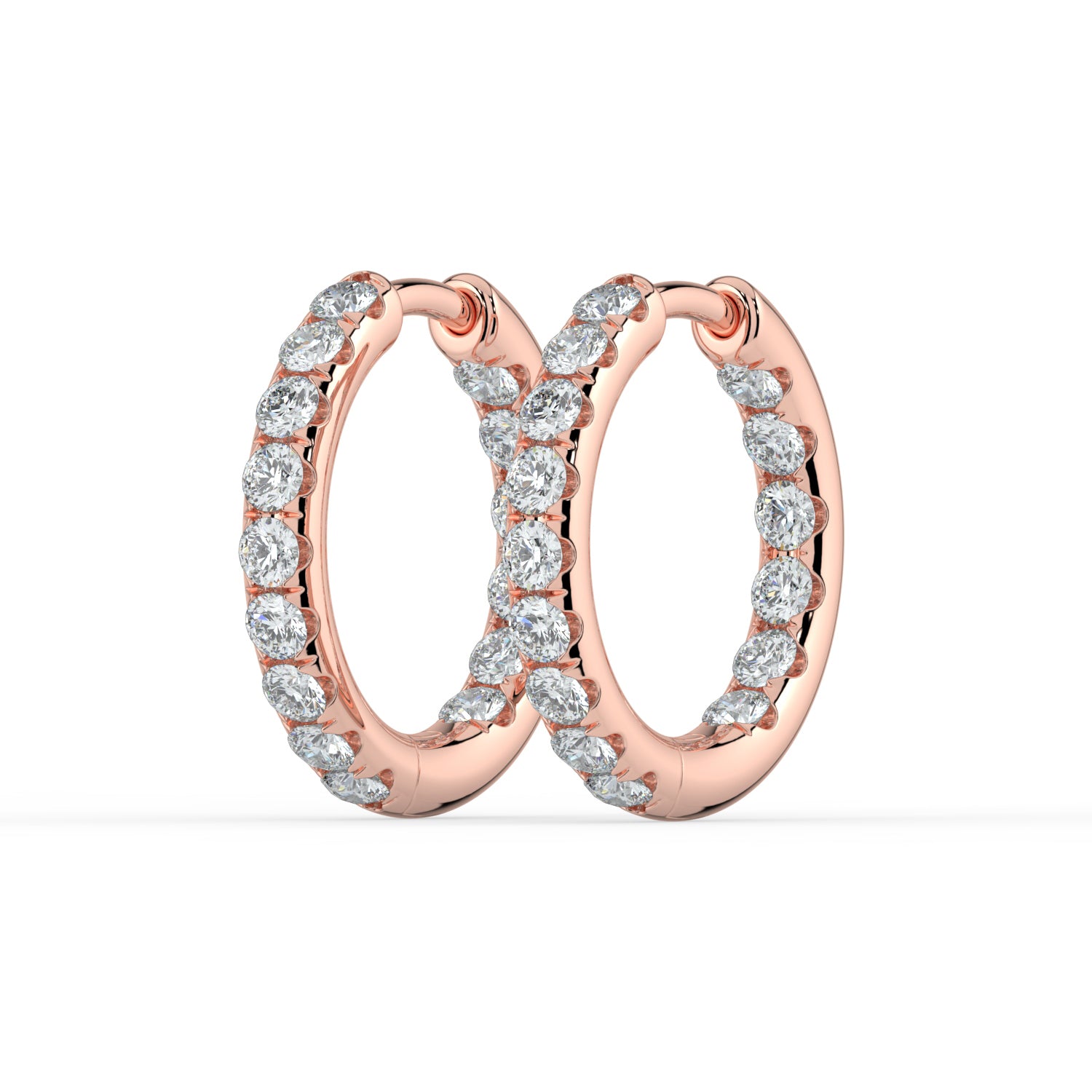 The Mila Earrings - Round Inside Out Pavé Huggies