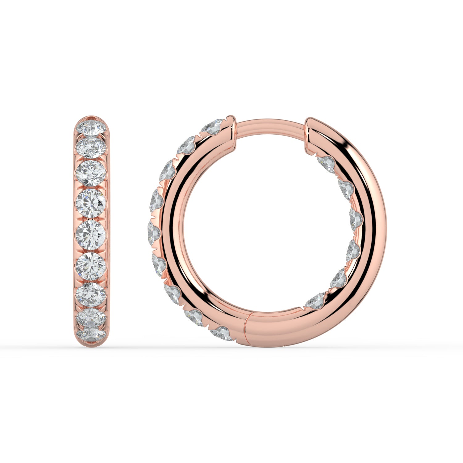 The Mila Earrings - Round Inside Out Pavé Huggies