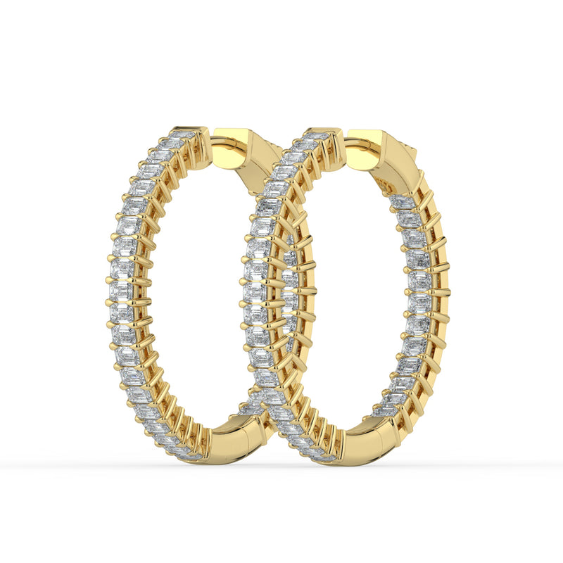 The Lara Earrings - Emerald Inside Out Hoops